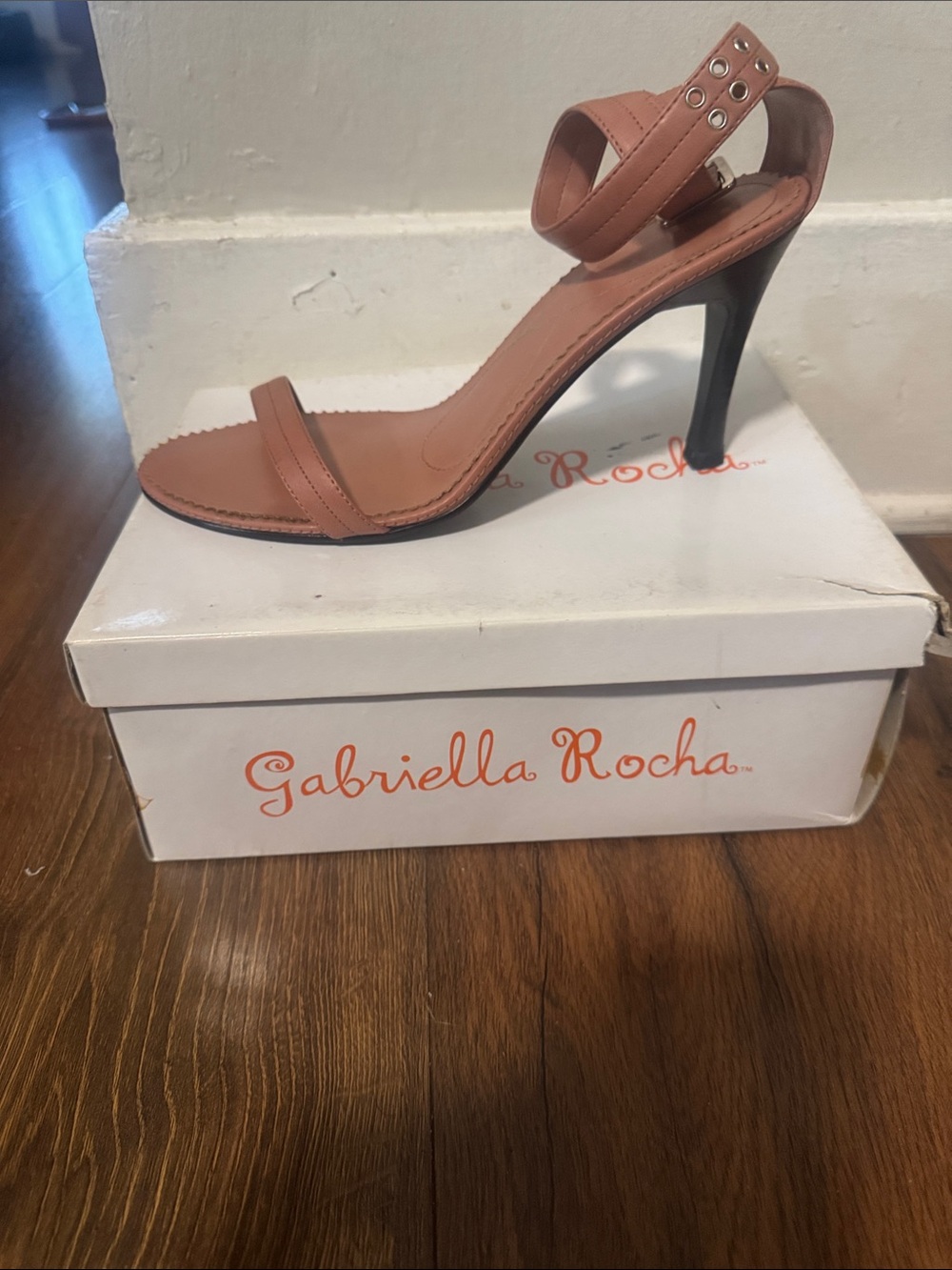 Gabriella Rocha Cognac Ankle-Strap Stiletto Sandal